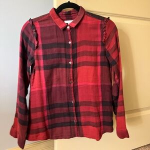 Burberry Girls Flannel Cotton Long Sleeve Shirt Size 14